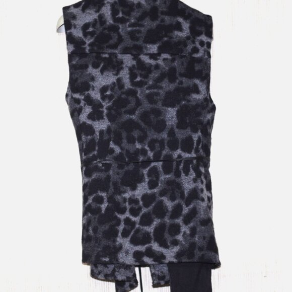Ramy Brook wool Blend  leather animal print black asymmetrical vest Size:S - Picture 2 of 7